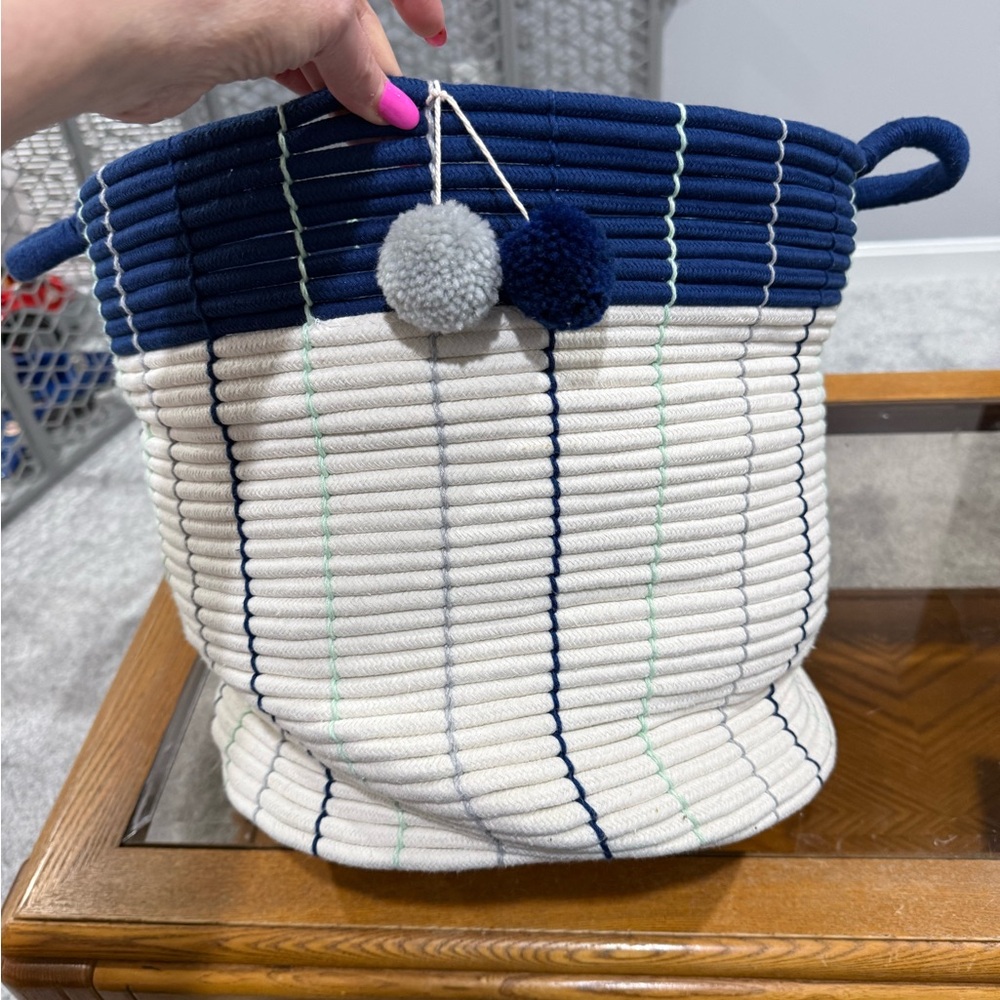 Pillowfort Large Storage Basket Navy - Pillowfort with Pom Tassels